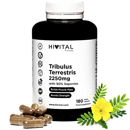 Tribulus Terrestris 2250 Mg | 180 Capsule Vegane | 100% Naturale Con Il 90% Di Saponine | Aumenta Il Testosterone, La Massa Muscolare, La Forza, La Re