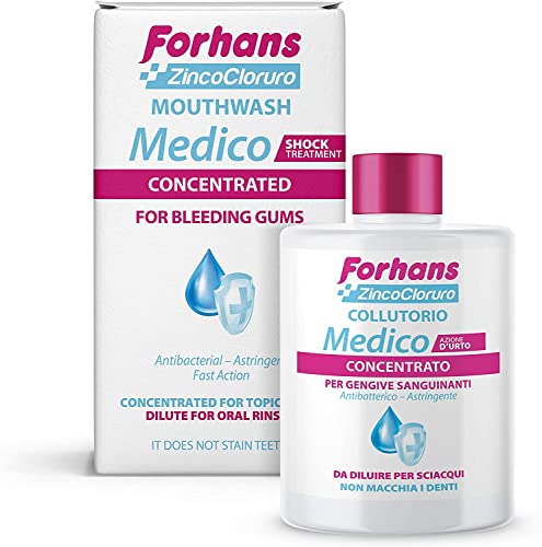 Forhans, Collutorio Medico Concentrato, Azione D'Urto, Con Zinco Cloruro, Azione Antisettica, Antibatterica, Astringente E Antinfiammatoria, Gengive S