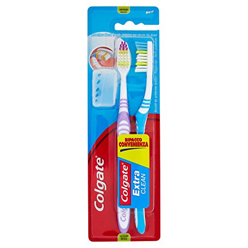 Colgate Extra Clean, Spazzolino Medio, Confezione Da 2 Unità