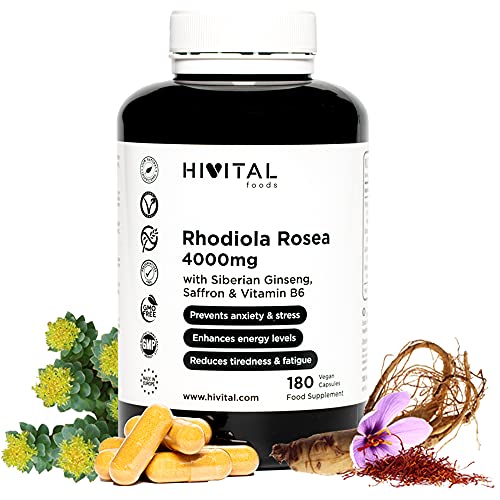 Rhodiola Rosea 4000 Mg. 180 Capsule Vegane. Previene L'Ansia E Lo Stress E Riduce La Stanchezza E L'Affaticamento. Con Estratti Di Rhodiola Rosea, Gin
