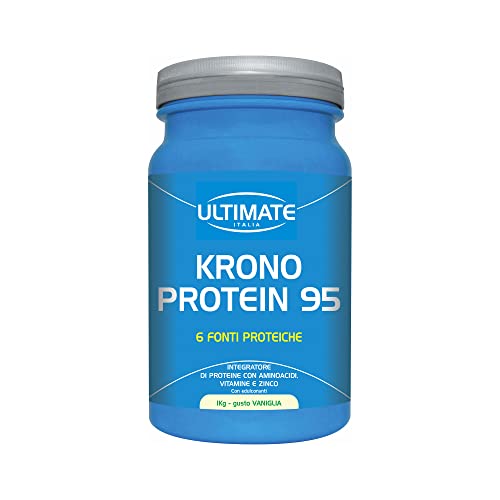 Ultimate Italia - Krono Protein 95-1Kg - Gusto Vaniglia - 6 Fonti Di Proteine A Rilascio Graduale E 5 Aminoacidi Che Nutrono I Muscoli Per Ore