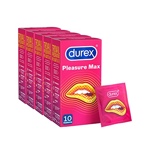 Durex Pleasuremax, Preservativi Con Rilievi E Nervature (56 Mm), 20 Profilattici (Pack Of 50)