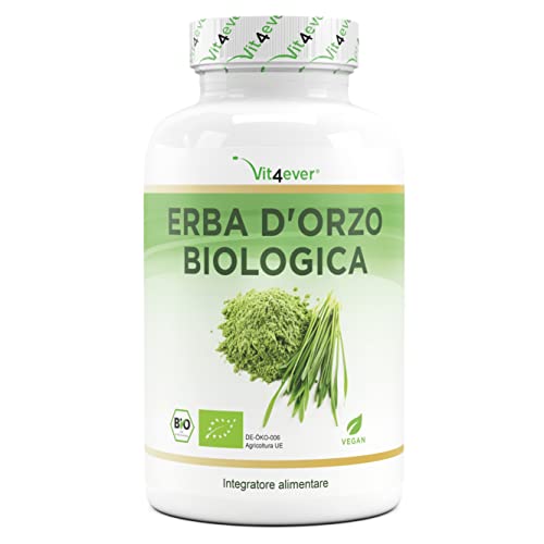Organic Barley Grass - 365 Capsule - Altamente Dosato Con 1500Mg Per Porzione Giornaliera - Qualità Biologica - Senza Additivi Indesiderati - Vegan