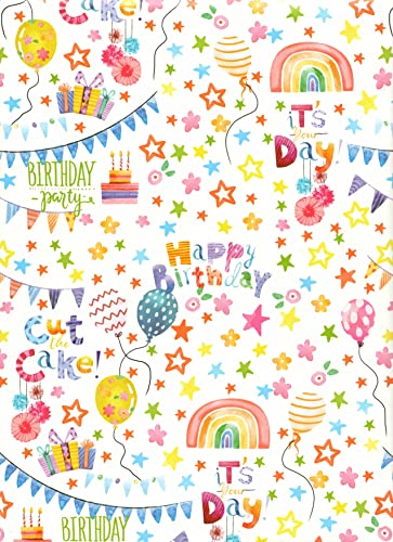 Arkraft Carta Da Regalo 3 Fogli Formato 90 X 65 Cm Prodotto Fsc Confezione Senza Plastica Disegno Compleanno Happy Birthday (18-9171)