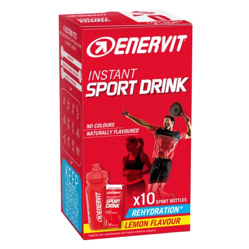 Enervit Instant Sport Drink, Contro Stanchezza E Affaticamento, A Base Di Sali Minerali E Carboidrati, Gusto Limone, Senza Coloranti, 10 Buste Da 16 G
