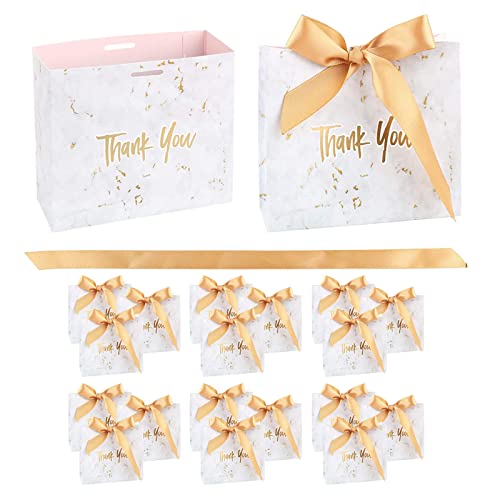 20 Pezzi Mini Sacchetti Regalo Di Carta Di Ringraziamento,Sacchetti Regalo Di Carta Con Fiocco,Sacchetti Regalo Fai-Da-Te Per Baby Shower Matrimoni