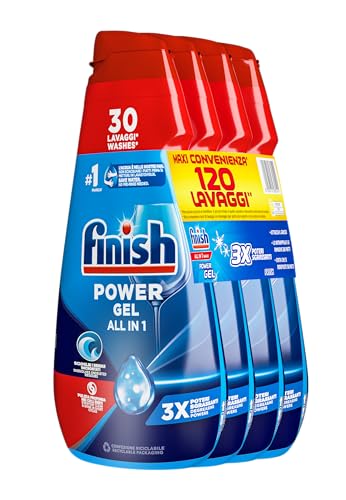 Finish Powergel Detersivo Lavastoviglie Fresh, Gel Lavastoviglie, 120 Lavaggi, 4 Confezioni Da 30 Lavaggi Di Liquido Lavastoviglie