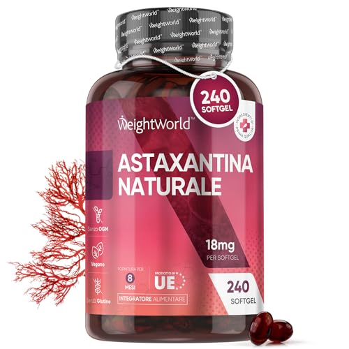 Astaxantina 18Mg Per 1 Softgel Vegan, 240 Astaxantina Capsule Softgel (Scorta 8 Mesi), Astaxantina Pura Senza Magnesio Stearato, Fonte Di Alga Haemato