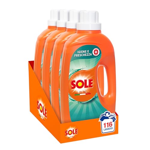Sole Detersivo Lavatrice Igiene E Freschezza 116 Lavaggi, (4X29), Formula Igienizzante, Detersivo Lavatrice Liquido Igiene E Freschezza, Contro Batter