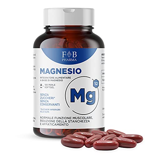 Fb Pharma - Integratore Di Magnesio Citrato - 180 Perle In Softgel Di Magnesio Puro - Facili D'Assumere - Ingredienti Di Qualità - Formula Studiata In
