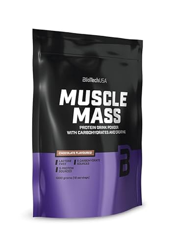 Biotechusa Muscle Mass | Proteine E Carboidrati In Polvere | Con Peptidi Di Creatina E Glutammina | Guadagno | Senza Lattosio | Creatina Micronizzata