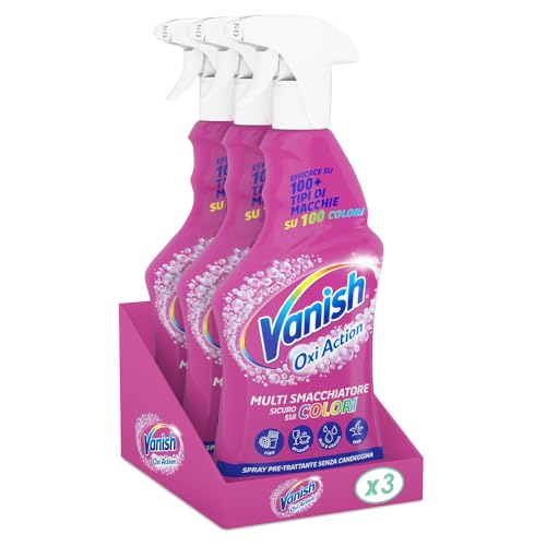 Vanish Oxi Action Multi Smacchiatore Spray Pre-Trattante Senza Candeggina, 3 Confezioni Da 725 Ml Di Multi Smacchiatore Spray Pre-Trattante Senza Cand