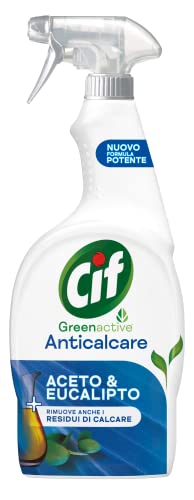 Cif Anticalcare, Spray Detergente Bagno Anticalcare Con Aceto E Eucalipto, 650 Ml, Per La Rimozione Di Residui Di Calcare E Sapone, Agenti Pulenti Di