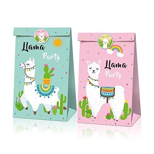 Confezione Da 12 Sacchetti Regalo Con Motivo Alpaca, Sacchetti Di Carta Per Bomboniere A Tema Cactus, Sacchetti Di Caramelle Con Adesivi, Sacchetti Re