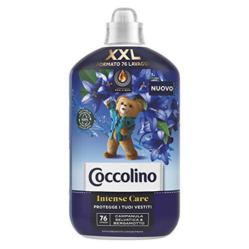 Coccolino Ammorbidente Concentrato Campanula Selvatica E Bergamotto, Ammorbidente Lavatrice Intense Care Con Tecnologia Pro-Fibre, Formato Xxl Fino A
