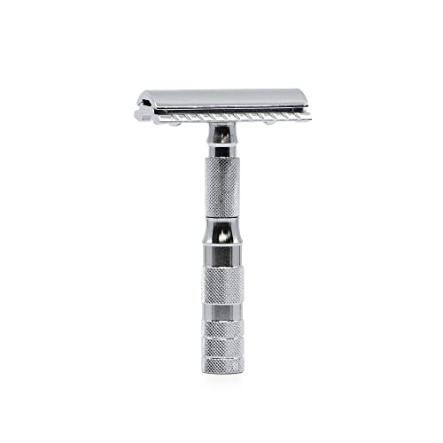 Dovo Travel Razors 933C Demountable 1 Sample Blade In Leather Case, Chromeplated, Straight Cut