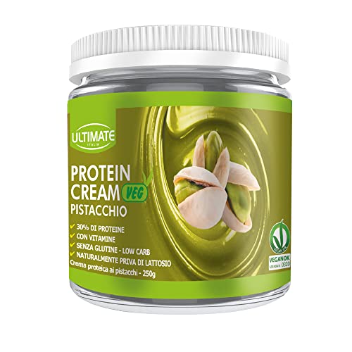 Ultimate Italia - Crema Proteica Al 30% Spalmabile, Senza Zuccheri - 250G - Gusto Pistacchio - Senza Lattosio E Glutine - 100% Vegetale - Poche Calori
