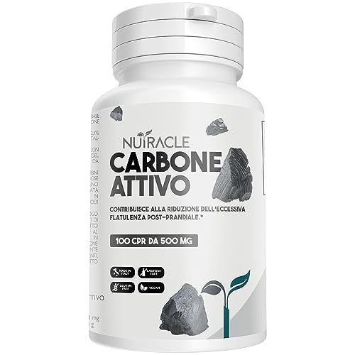 Nutracle Carbone Attivo Vegetale 100 Compresse Da 500Mg - Integratore Contro Gonfiore Addominale E Gas Intestinale Flatulenza Per Uomo E Donna - Made