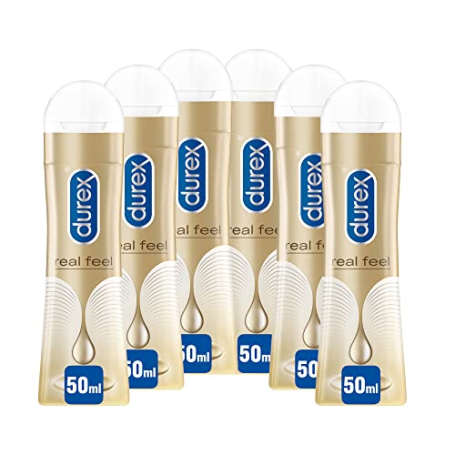 Durex Gel Real Feel 50Ml X6, Gel Lubrificante Intimo Sessuale A Lunga Durata, A Base Siliconica, 300 Ml Maxi Formato
