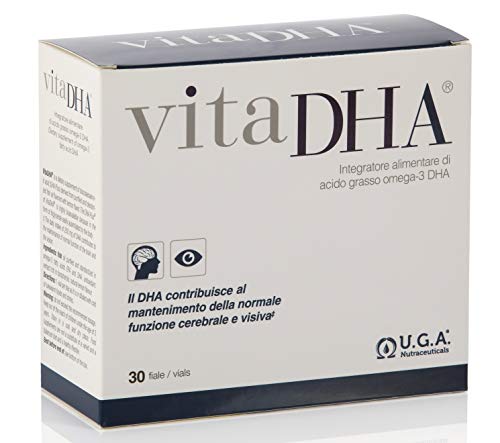 Vitadha Omega 3 Liquido | Omega-3 Dha Ad Alto Dosaggio 1450Mg | Olio Di Pesce Liquido | Distillazione Molecolare | Aroma Naturale Di Limone | 30 Fiale