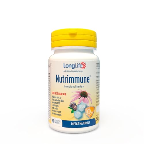 Longlife Nutrimmune® | Echinacea, Astragalo, Vitamina C, E, A, Zinco, Selenio, Nac, L Glutatione, Coen Q10, Acido Folico Ed Altri Estratti Vegetali |