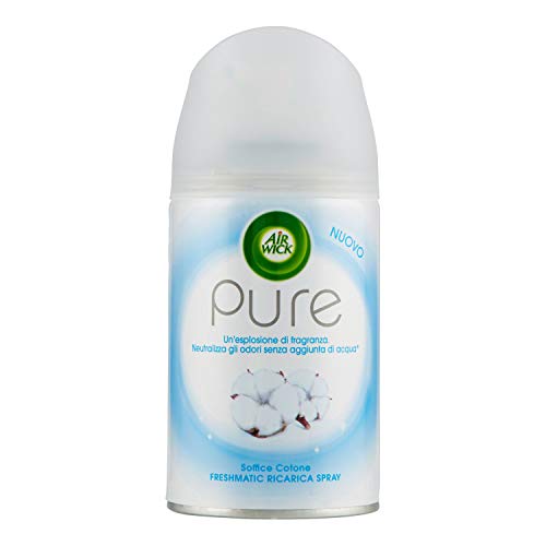 Airwick Ricariche Per Profumatore Per Ambienti Spray Automatico Freshmatic, Confezione Da 1 Ricarica, Fragranza Pure Soffice Cotone, Ricarica Da 250Ml