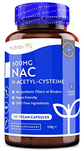 Nac N-Acetil-Cisteina 600Mg - 150 Capsule Vegan - Fornitura Di 5 Mesi Di Nac Supplemento - Elevata Biodisponibilità - Senza Additivi Sintetici & Racco