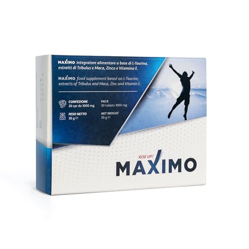 Maximo Riseup Integratore Per Uomo | 1 Confezione 30 Compresse Effetto Duraturo | Con Maca Tribulus Taurina Zinco Vitamina E | Energia Vigore Nelle Pr
