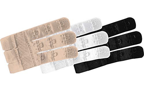 Bye Bra Prolunghe Per Reggiseno Con 3 Ganci, Estende Il Reggiseno Fino A 8 Cm, Bordi Morbidi, 3 Colori/Confezione, Beige, Nero, Bianco