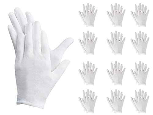 12 Paia Guanti Cotone, Guanti Bianchi Cotone, Guanti Idratanti Per Cura Pelle Mani, Guanti Stoffa (M Number 8)