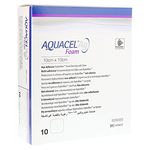 Aquacel Ag Non-Adhesive Foam Dressing Quadrato, 10 X 10 Cm