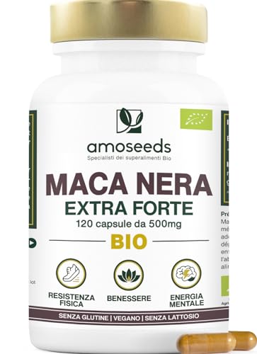 Maca Peruviana Nera Bio, 10 000Mg Al Giorno | Estratto Di Radice Di Maca Di Qualità Superiore | Equilibrio Ormonale, Energia, Benessere, | 120 Maca Ca