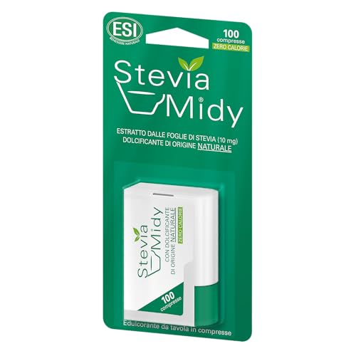 Esi - Stevia Midy, Dolcificante Zero Calorie Di Origine Naturale, A Base Di Glicosidi Steviolici, Sostituisce Lo Zucchero Nella Dolcificazione Delle B