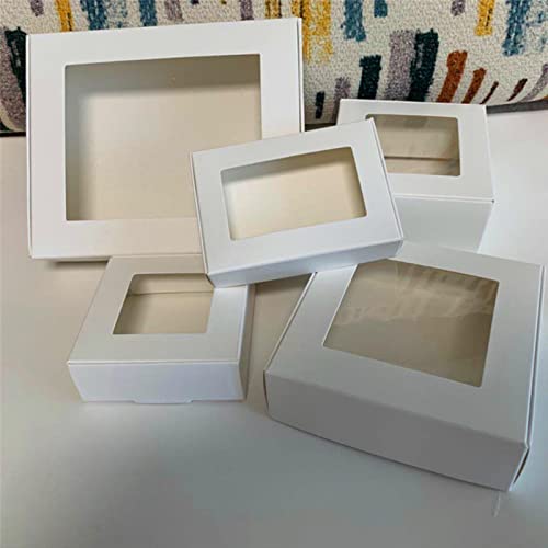 Confezione Da 15 Scatole Di Carta Kraft Per Confezionare Caramelle, Torte, Biscotti, Forniture Per Feste Nuziali, In Pvc, 7,5 X 7,5 X 3 Cm, Colore Bia