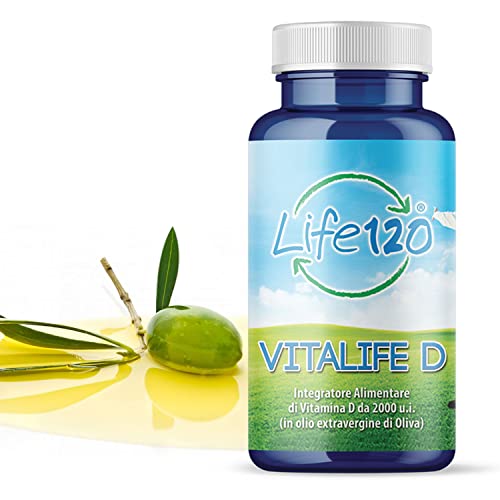 Life 120 - Vitalife D - Integratore Alimentare Di Vitamina D 2000 Ui Per Softgel, 100 Softgel Ad Alto Dosaggio, Fondamentale Per Ossa, Denti, Muscoli 