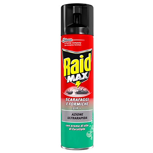 Raid Max Scarafaggi & Formiche 3 In 1, Spray Insetticida, Eucalipto, 1 Confezione Da 400Ml
