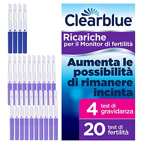 20 Test Di Fertilità Per L'Ovulazione E 4 Test Di Gravidanza Clearblue. Da Utilizzare Con Monitor Di Fertilità Clearblue Avanzato, 24 Stick (Monitor V