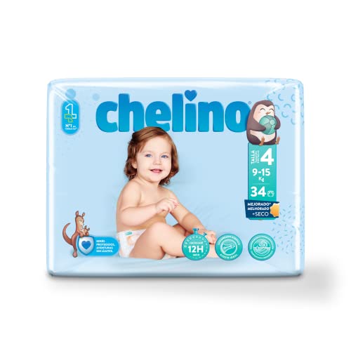 Chelino Fashion & Love - Pannolini Per Neonati, Peso 9-15 Kg, Taglia 4, Confezione Da 34