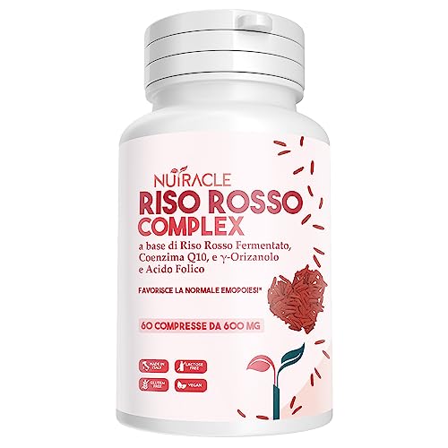 Nutracle Riso Rosso Fermentato 60 Compresse - Integratore Colesterolo Con Monacolina K, Acido Folico, Coenzima Q10, Policosanoli E Gamma Orizanolo
