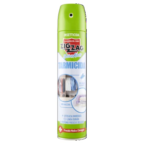 Zig Zag, Antitarme Forte, Spray Tarme Vestiti, Tarmicida, Efficacia Immeditata, Salva Abiti, Non Macchia, Presidio Medico Chirurgico, Bombola 300 Ml