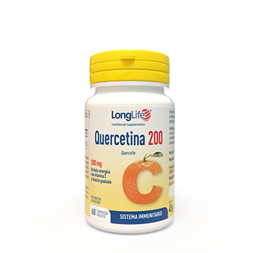Longlife® Quercetina 200 | Alto Dosaggio | 2 Mesi Di Trattamento | Con Vitamina C A Rilascio Graduale | Difese Immunitarie | Riduce Fatica E Stress |