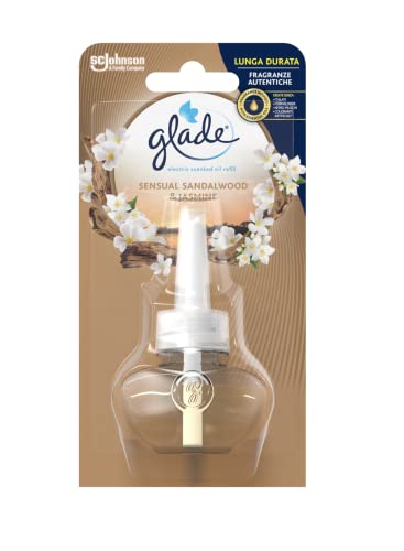 Glade Diffusore Di Oli Essenziali Elettrico, Ricarica, Profumatore Per Ambienti, Fragranza Sandalo Di Bali E Gelsomino, Confezione Da 1 Ricarica, 20 M