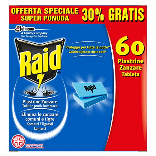 Raid Piastrine Zanzare Ricarica - 60 Pezzi