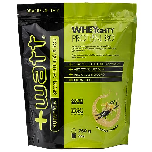 Wheyghty Protein 80 - Integratore A Base Di Proteine Del Latte All'80% - Formato: 750 G Doypack - Gusto: Vaniglia