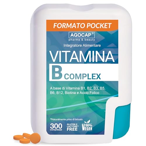 Vitamina B Complex Alto Dosaggio 300 Microcompresse Di Vitamina B + Paba, Confezione Tascabile. Complesso Vitamina B, B1, B2, B3, B5, B6 Con Vitamina