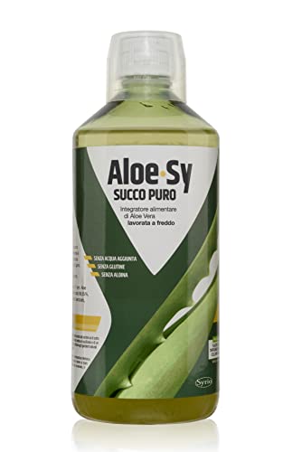 Syrio Integratori Alimentari, Aloe Sy Succo Puro, Integratore Depurativo, Aloe Vera Al 99,55%, Da Bere Puro O Diluito, Aloin Free, Detox, Pura Polpa, 