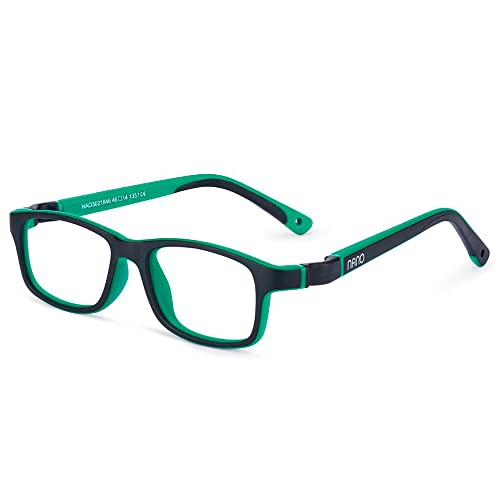 Nanovista Crew 3.0, Occhiali Unisex - Bambini, Bicolor Nero Mate/Verde Turquesa, 48