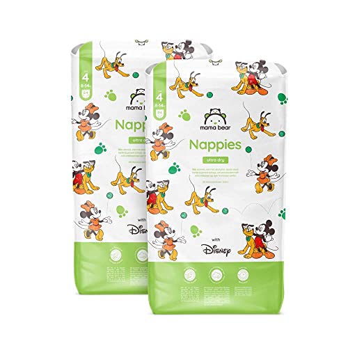 Marchio Amazon - Mama Bear Disney Pannolini Ultra Asciutti, Taglia 4 (8-14 Kg), Bianchi, 168 Unità, 2 Confezione Da 84, Pacco Mensile