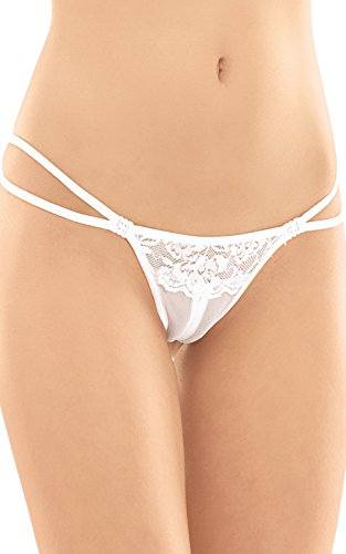 Softline Collection - Perizoma Da Donna, Linea Romantica, Disponibile In Bianco E Nero, Colore: Bianco, Taglia: M/L