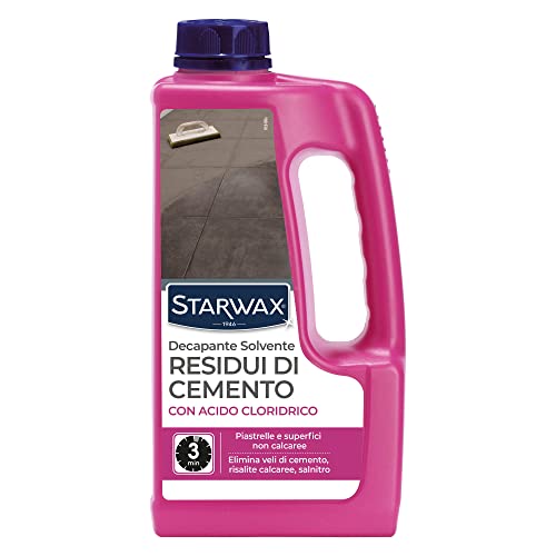 Starwax - Decapante Per Lattime Di Cemento - 1L - Per Pulire Tracce Di Cemento E Calcare - Azione Immediata - Alta Concentrazione - Alte Prestazioni